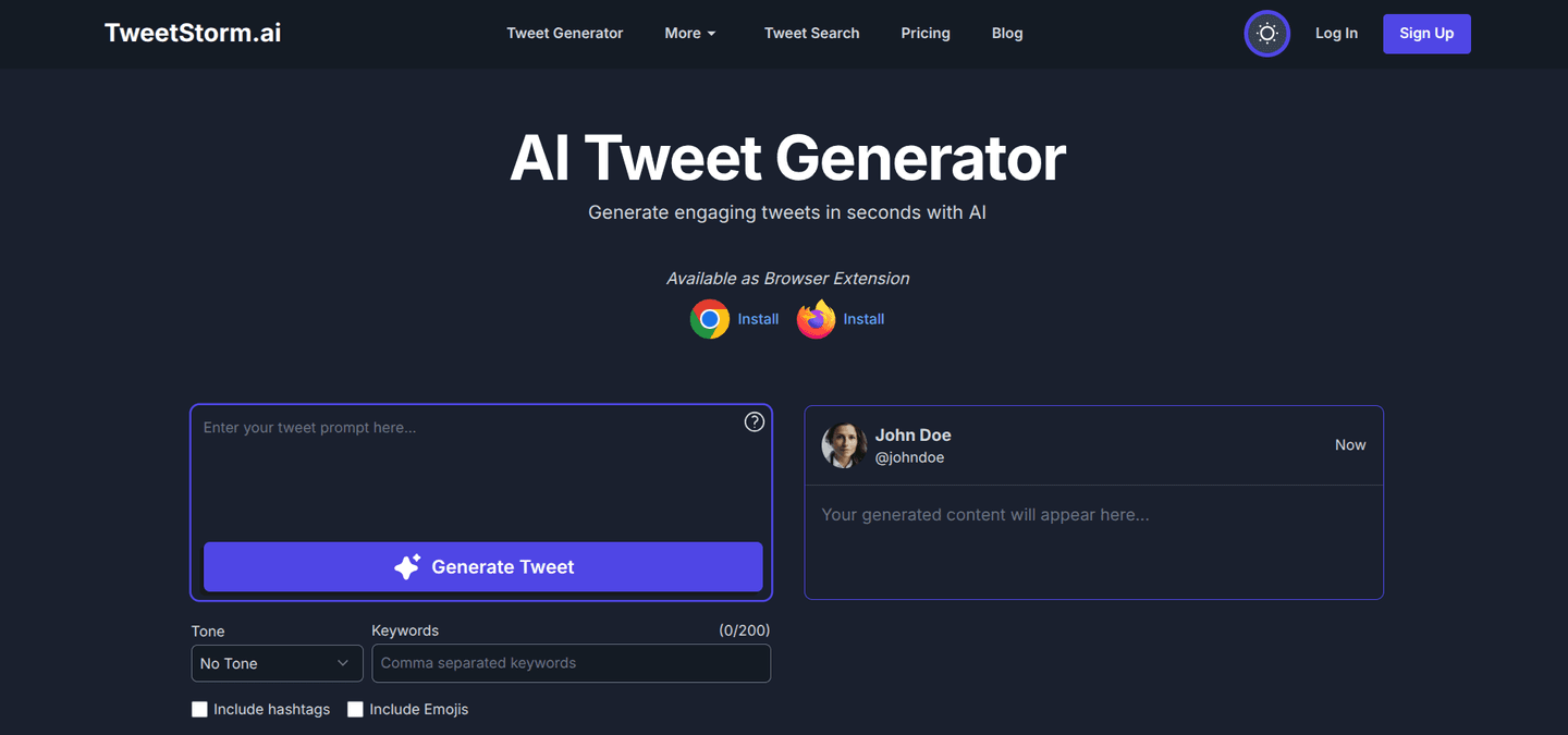 TweetStorm.ai website