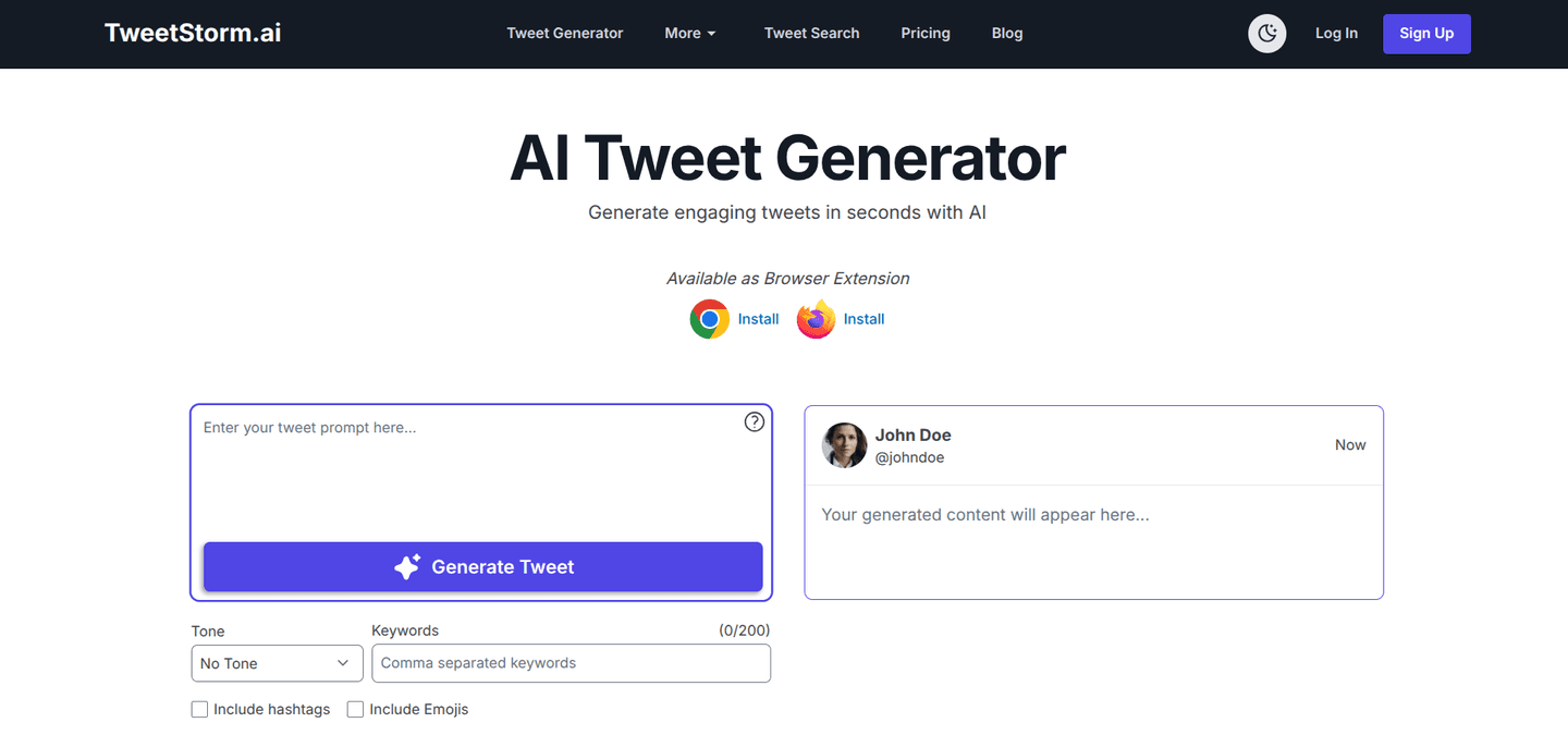 TweetStorm.ai website